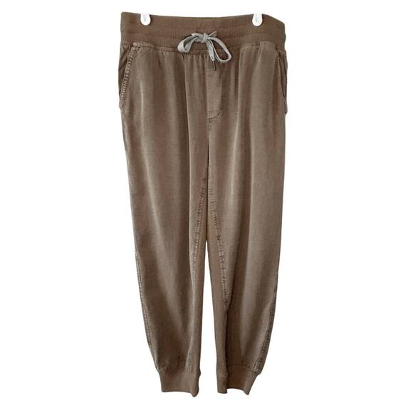 Aerie NWT women's brown lyocell high rise ribbed inset ankle joggers size M - Picture 1 of 11